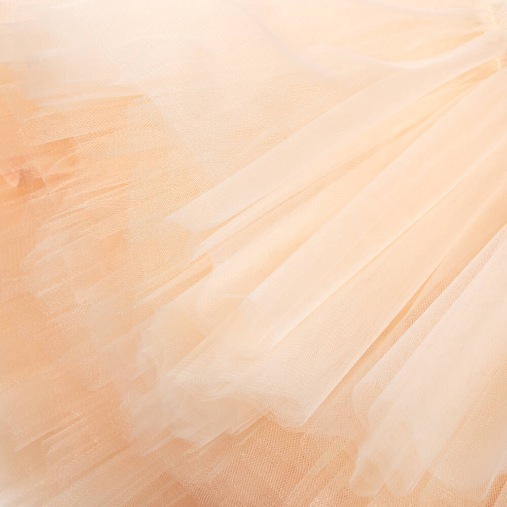 Junona-Girls Pale Peach Cape Dress Embellished with Sequins & Pearls | Childrensalon Outlet