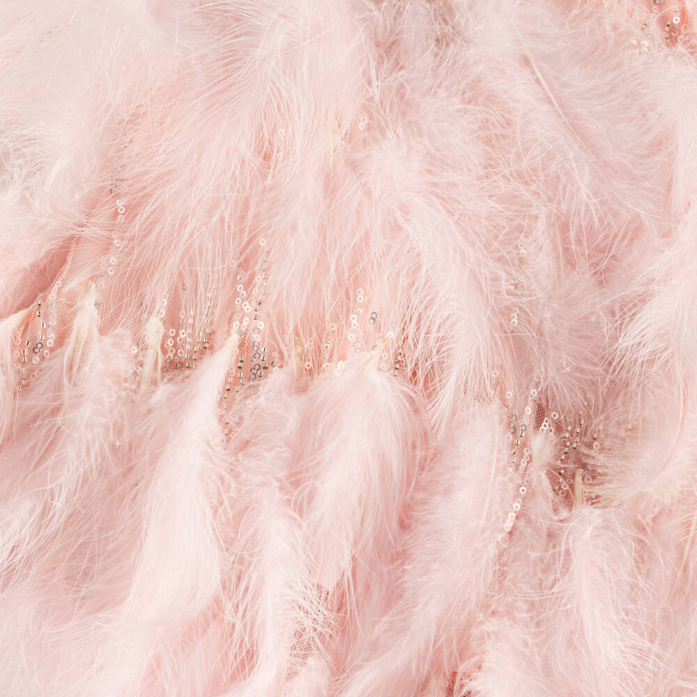 Junona-Элегантный топ с перьями бледно-розовый для девочек | Childrensalon Outlet