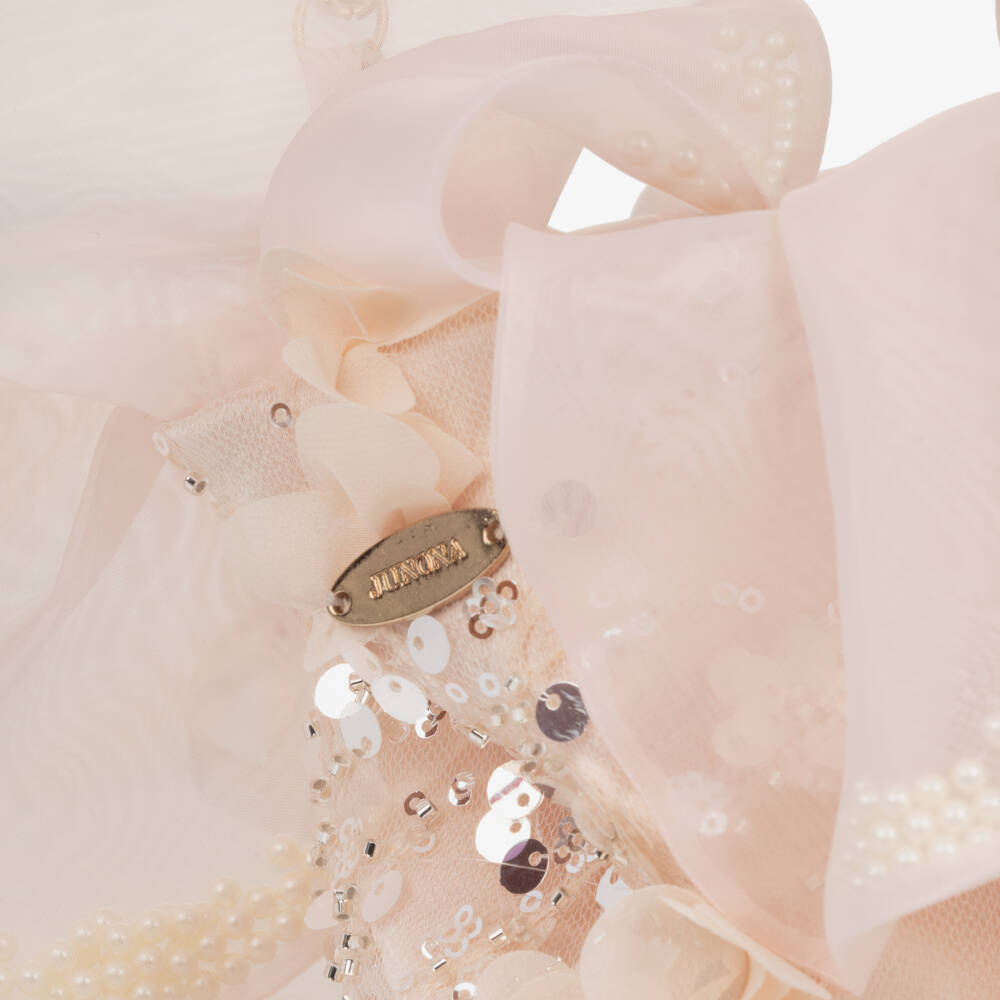 Junona-Girls Pale Pink Sequined Tulle Shoulder Bag (12cm) | Childrensalon Outlet