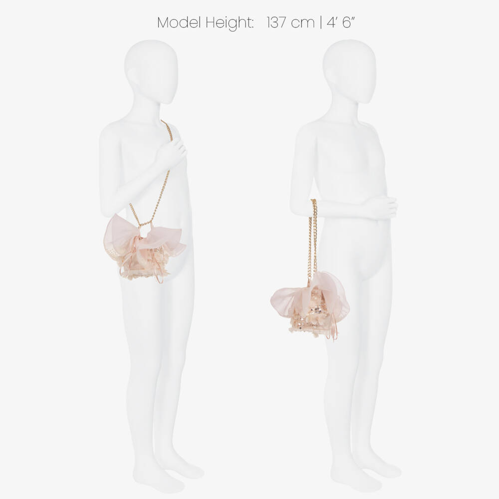 Junona-Girls Pale Pink Sequined Tulle Shoulder Bag (12cm) | Childrensalon Outlet