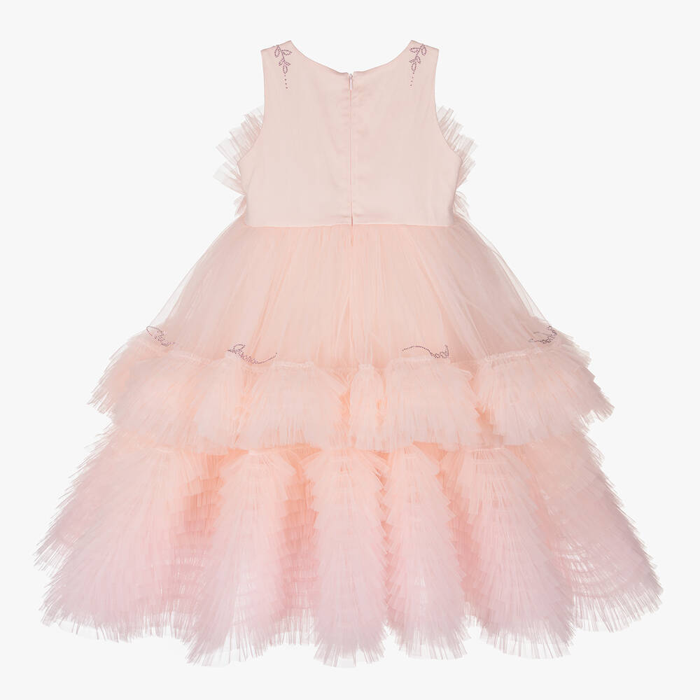 Junona-Girls Pale Pink Tulle Dress | Childrensalon Outlet