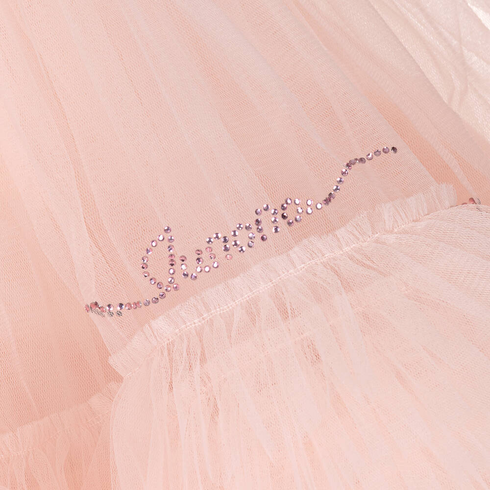 Junona-Girls Pale Pink Tulle Dress | Childrensalon Outlet