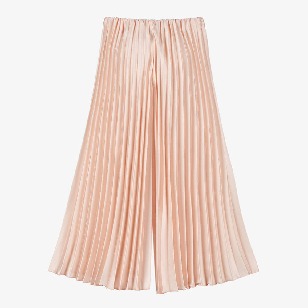 Junona-Girls Peach Pink Pleated Palazzo Trousers | Childrensalon Outlet