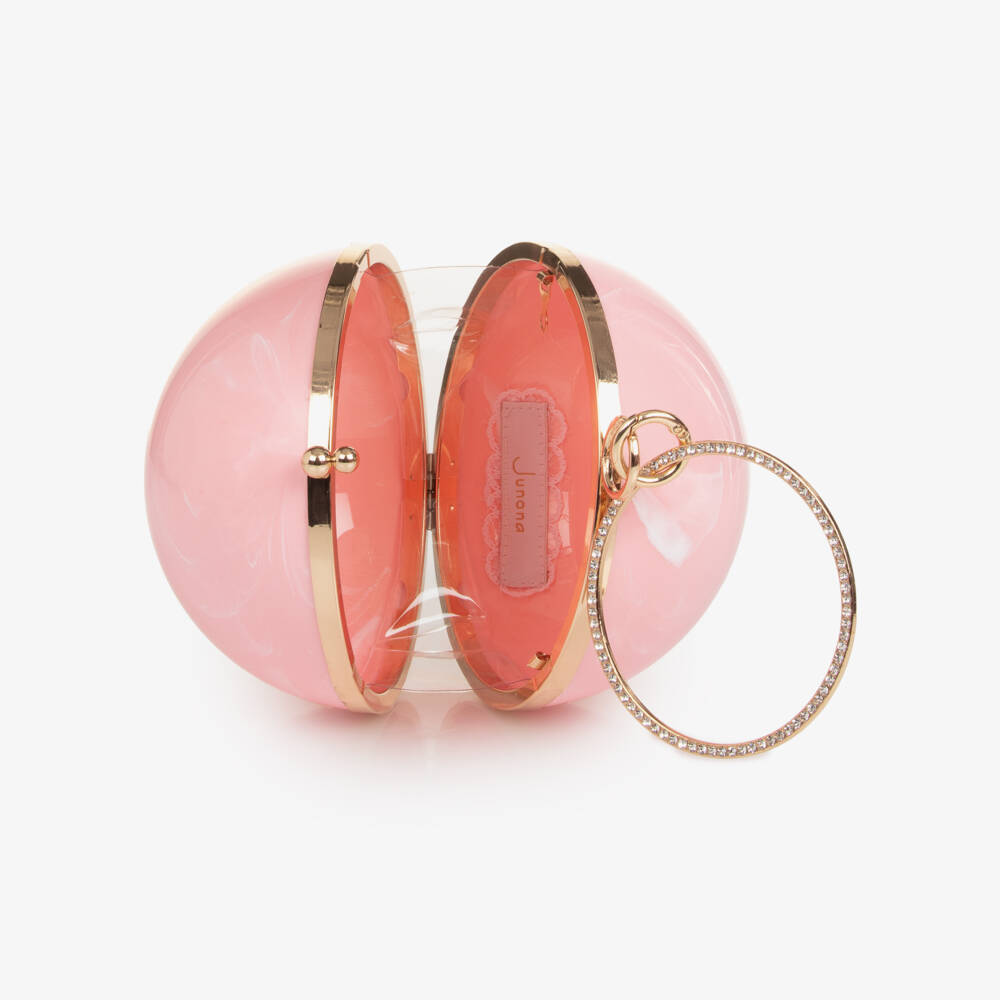 Junona-Girls Pink Ball Handbag with Diamanté Handle | Childrensalon Outlet