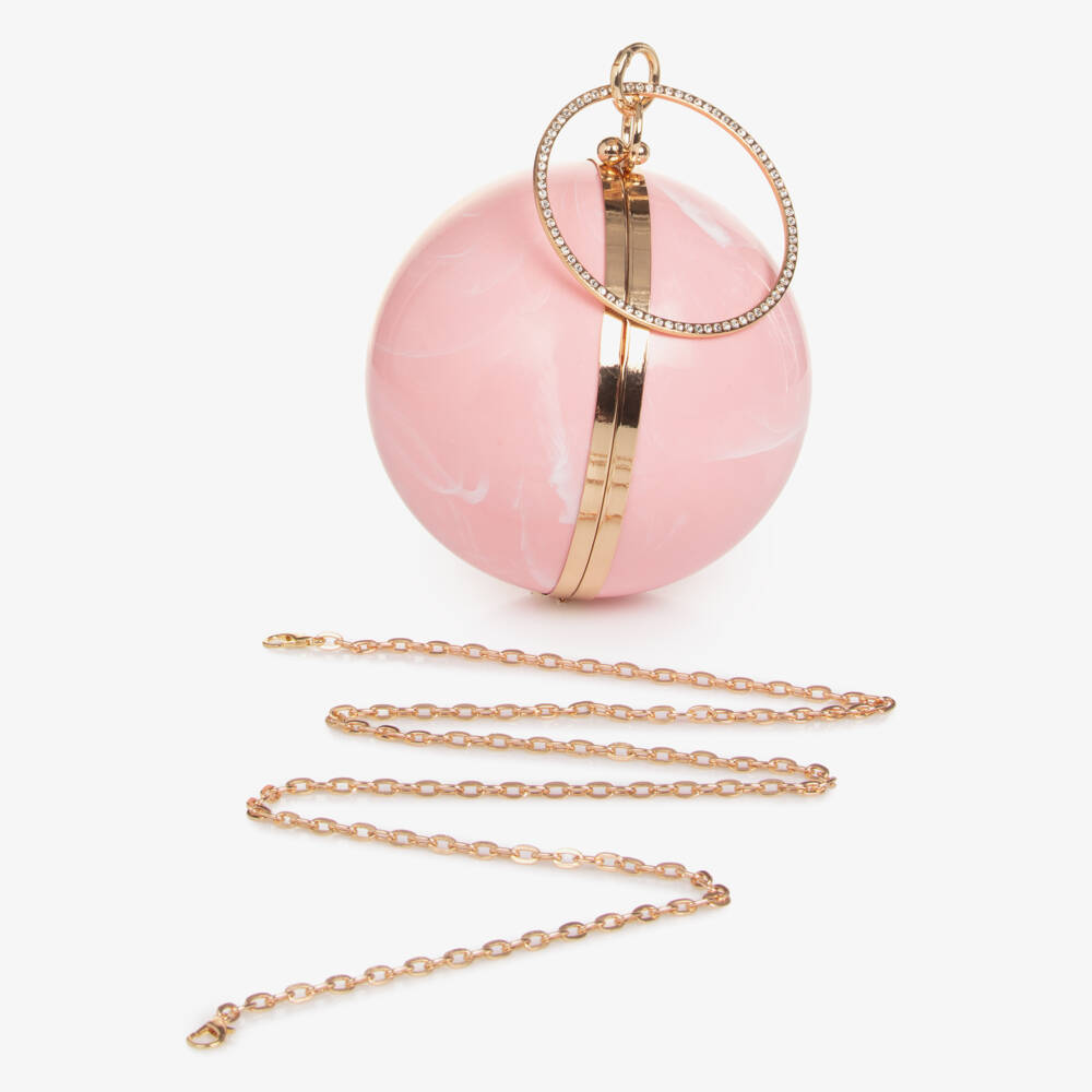 Junona-Girls Pink Ball Handbag with Diamanté Handle | Childrensalon Outlet