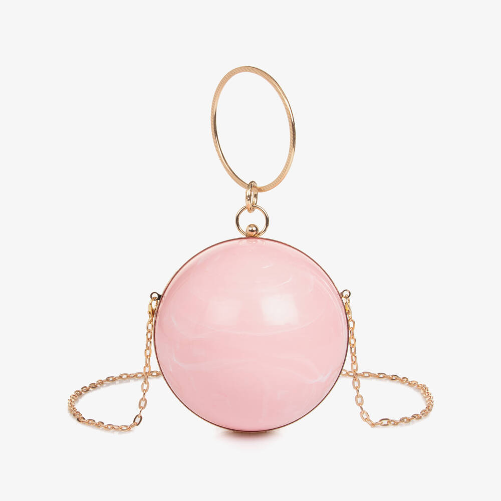 Junona-Girls Pink Ball Handbag with Diamanté Handle | Childrensalon Outlet