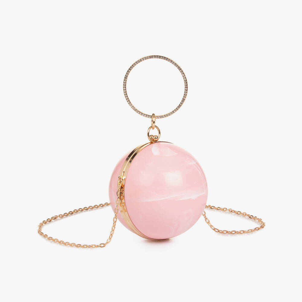 Junona-Girls Pink Ball Handbag with Diamanté Handle | Childrensalon Outlet
