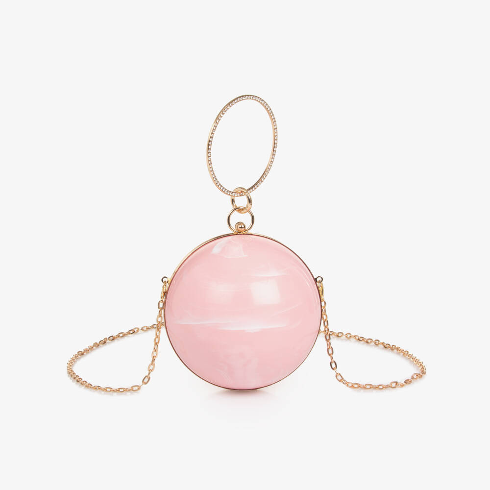 Junona-Girls Pink Ball Handbag with Diamanté Handle | Childrensalon Outlet