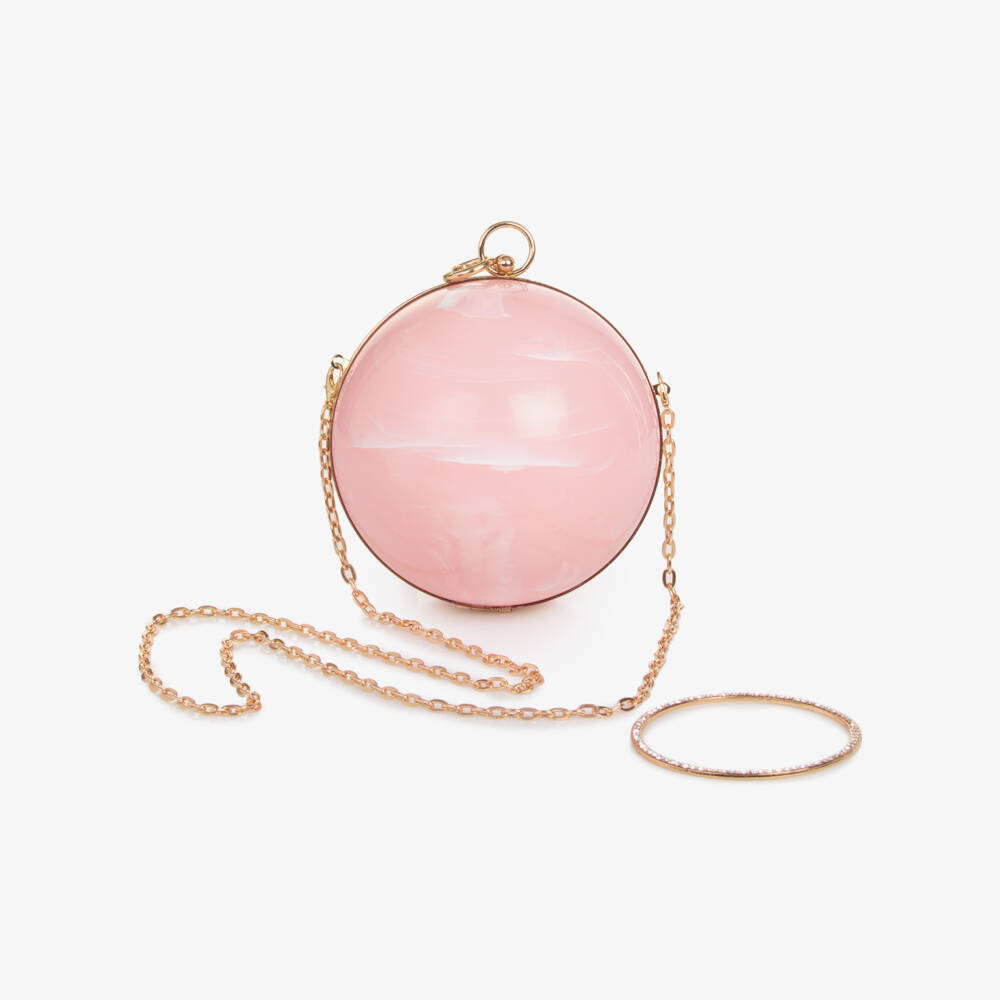 Junona-Girls Pink Ball Handbag with Diamanté Handle | Childrensalon Outlet