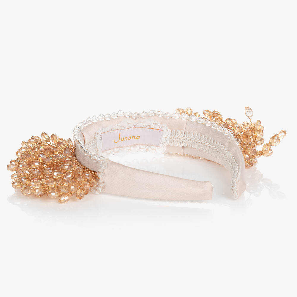Junona-Girls Pink Beaded Hairband | Childrensalon Outlet
