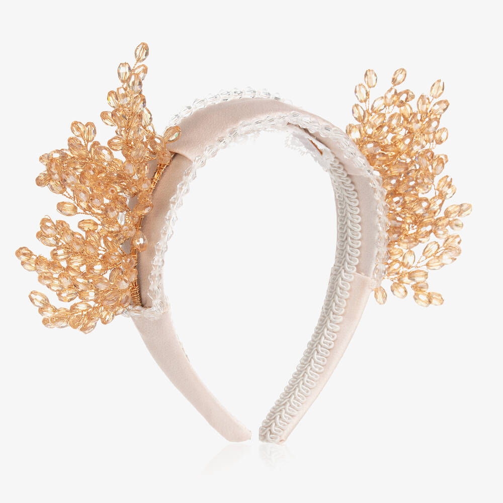 Junona - Girls Pink Beaded Hairband | Childrensalon