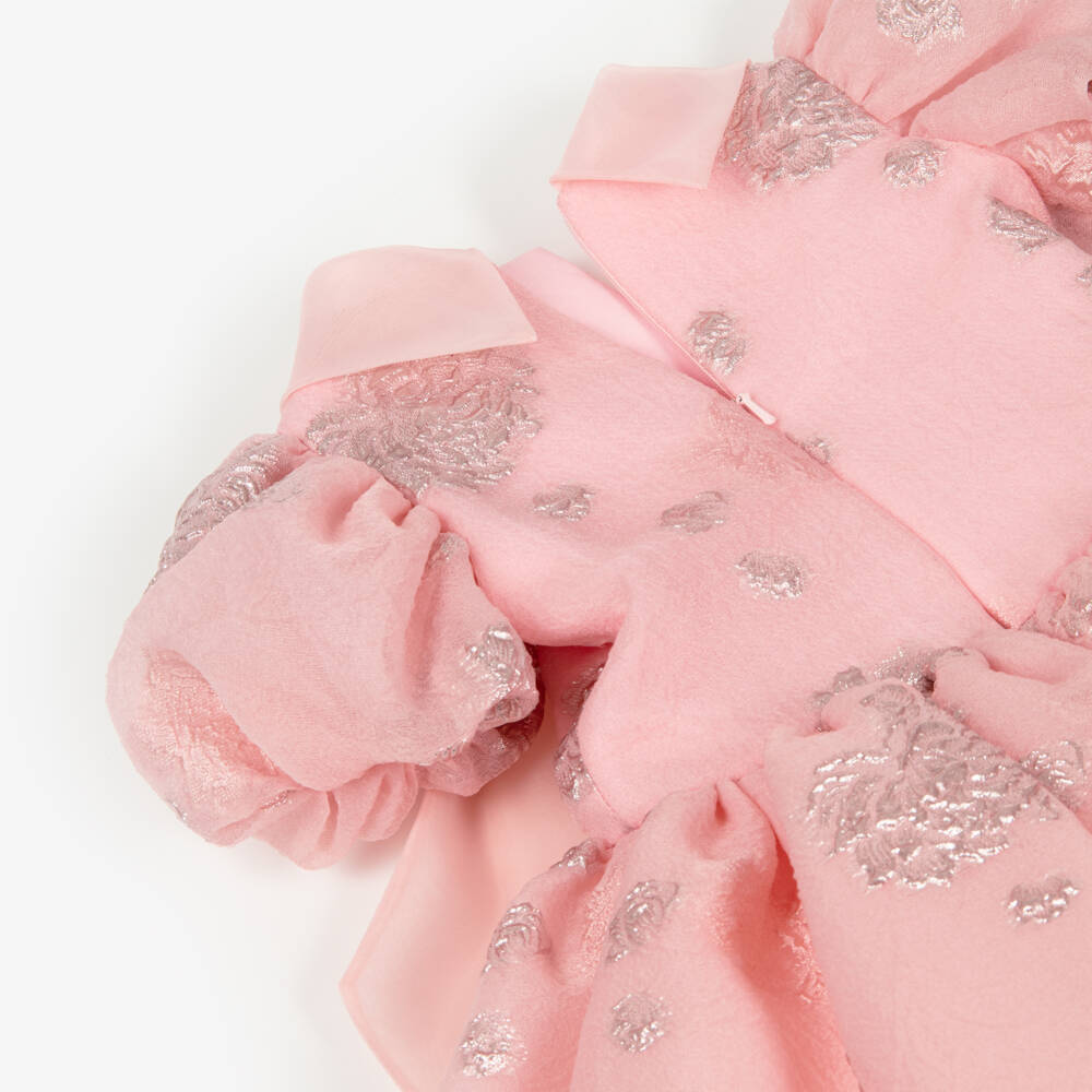Junona-Girls Pink Brocade Floral Frock | Childrensalon Outlet