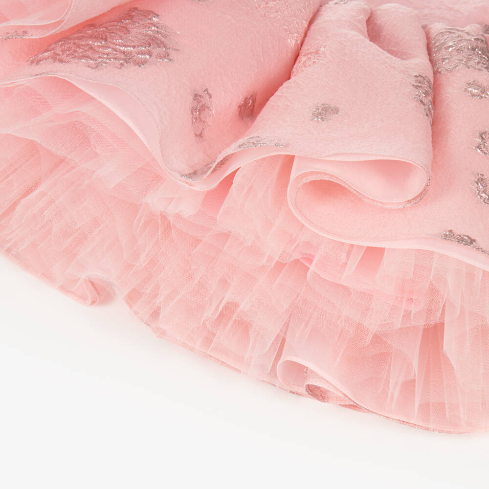 Junona-Girls Pink Brocade Floral Frock | Childrensalon Outlet