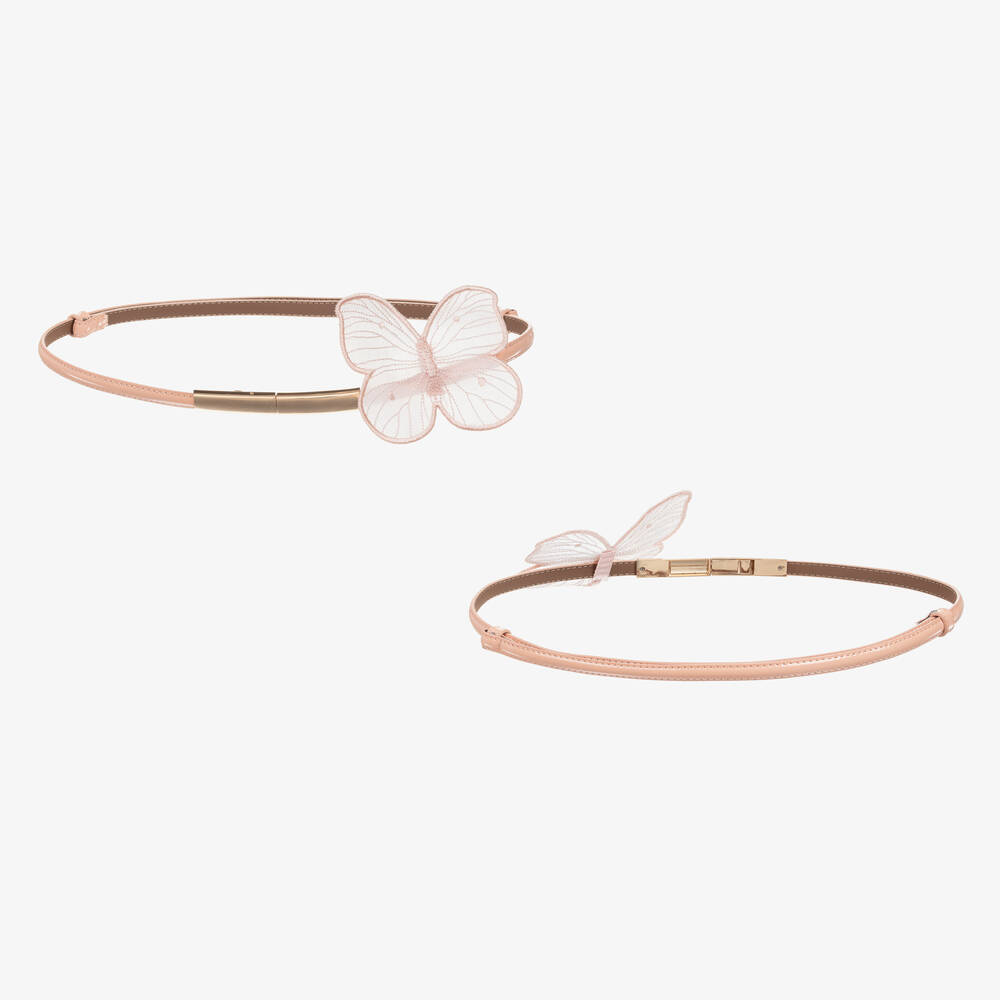 Junona-Girls Pink Butterfly & Floral Tulle Dress | Childrensalon Outlet