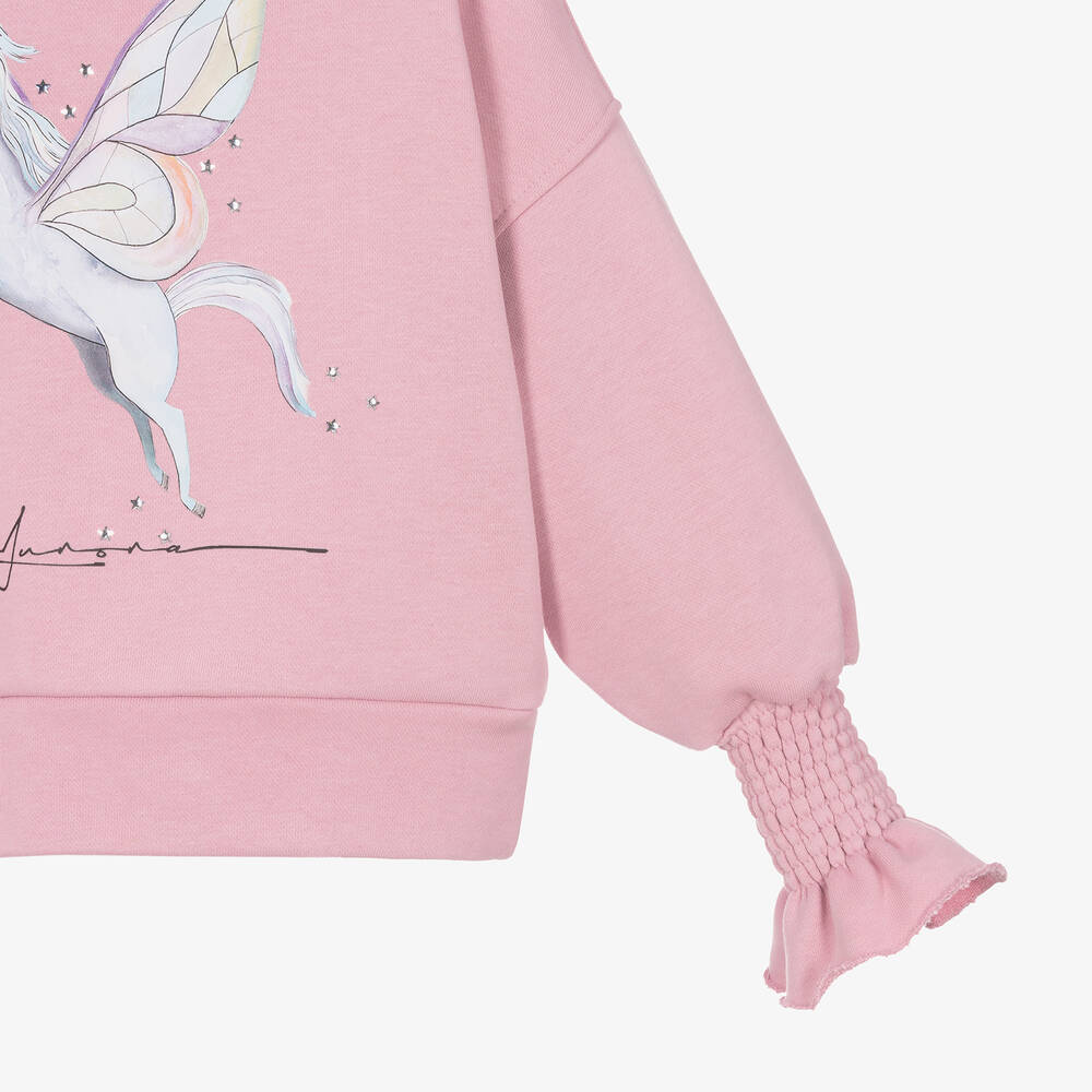 Junona-Girls Pink Cotton Unicorn Hoodie | Childrensalon Outlet