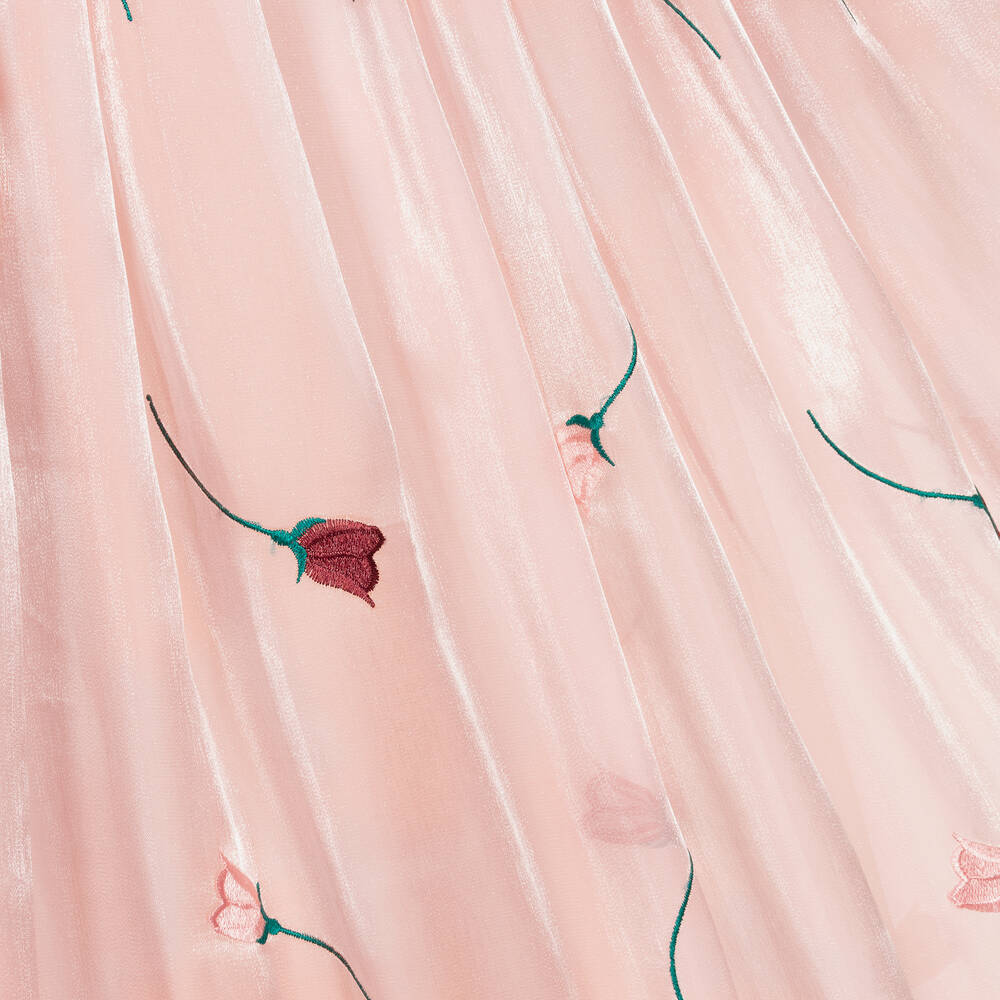 Junona-فستان أورغانزا وشيفون مطرز لون زهري فاتح | Childrensalon Outlet