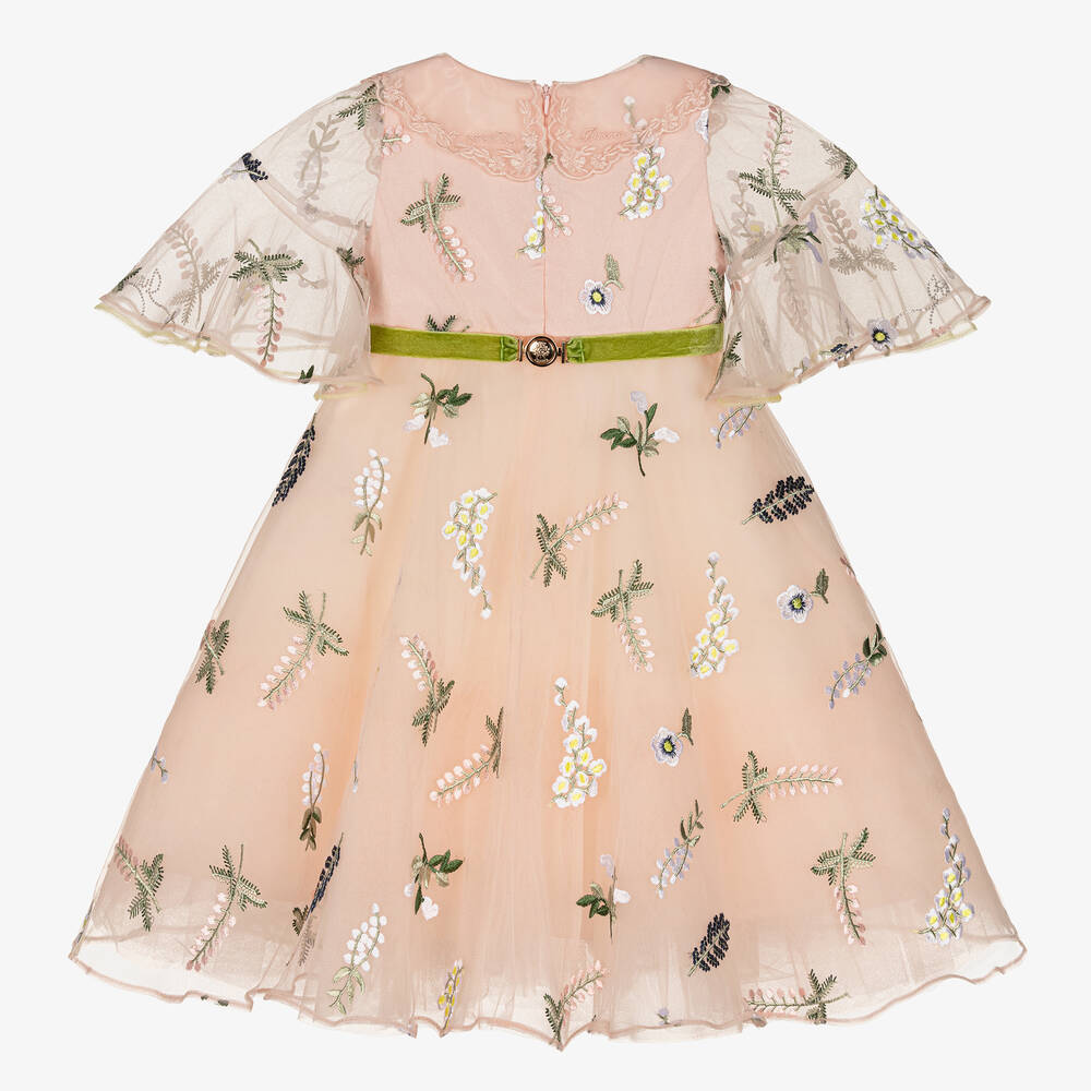 Junona-Розовое платье из тюля с вышивкой | Childrensalon Outlet