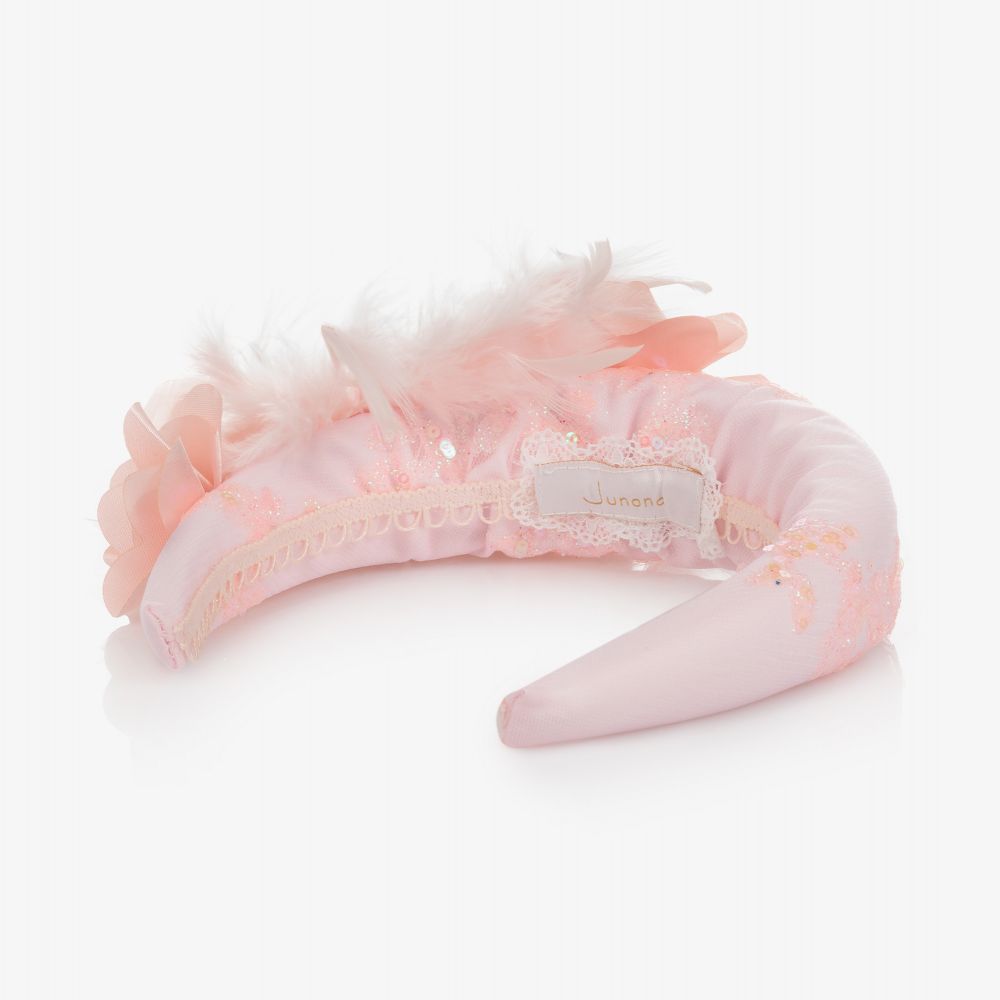Junona-Girls Pink Feather Hairband | Childrensalon Outlet