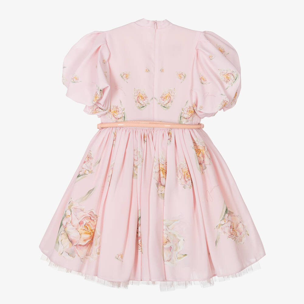 Junona-Girls Pink Floral Crêpe Dress | Childrensalon Outlet