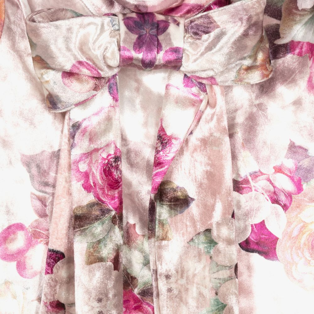 Junona-توب قطيفة لون زهري بطبعة ورود للبنات | Childrensalon Outlet