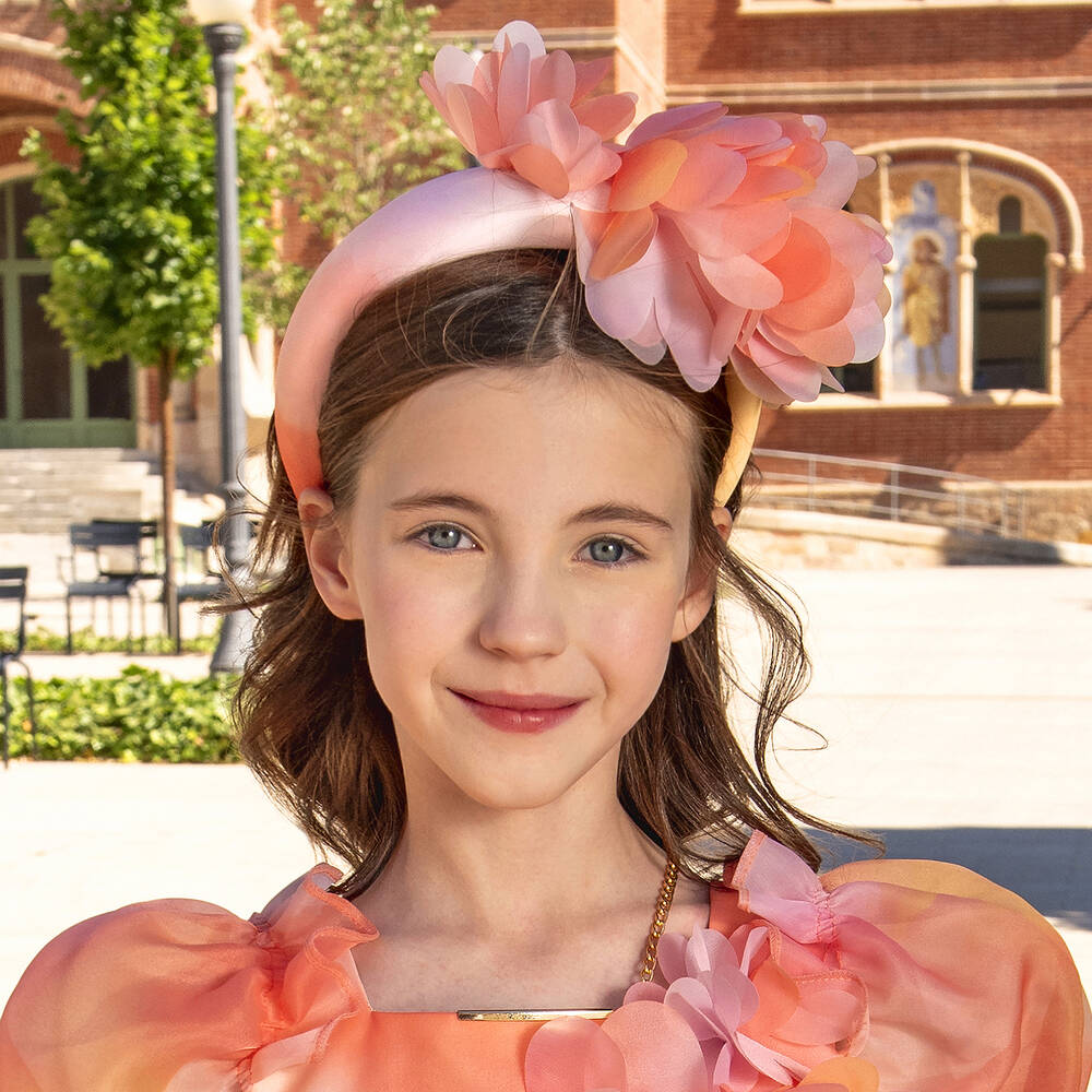 Junona-Girls Pink Flower Hairband | Childrensalon Outlet
