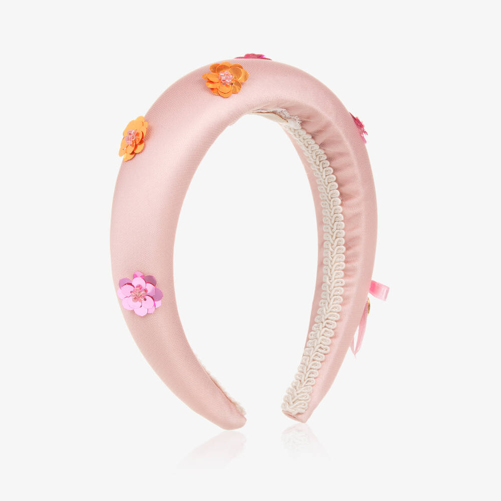 Junona-Girls Pink Flower Sequin Hairband | Childrensalon Outlet