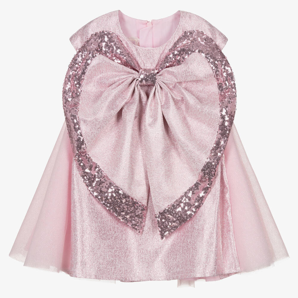 Junona - Robe rose à nœud en sequins fille | Childrensalon