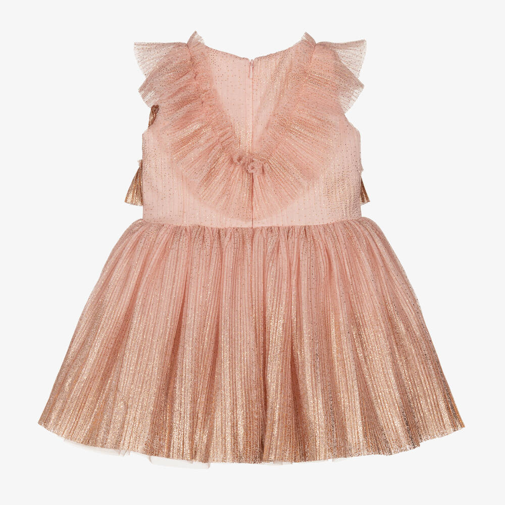 Junona-Розово-золотистое плиссированное платье | Childrensalon Outlet