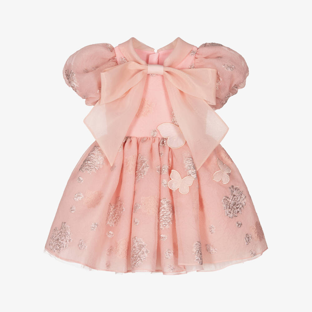 Junona-Платье с бабочками из жаккарда для девочек розовое | Childrensalon Outlet