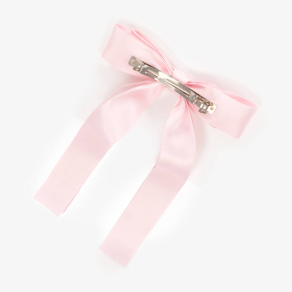 Junona-Girls Pink Organza Ribbon Bow Hair Clip (18cm) | Childrensalon Outlet