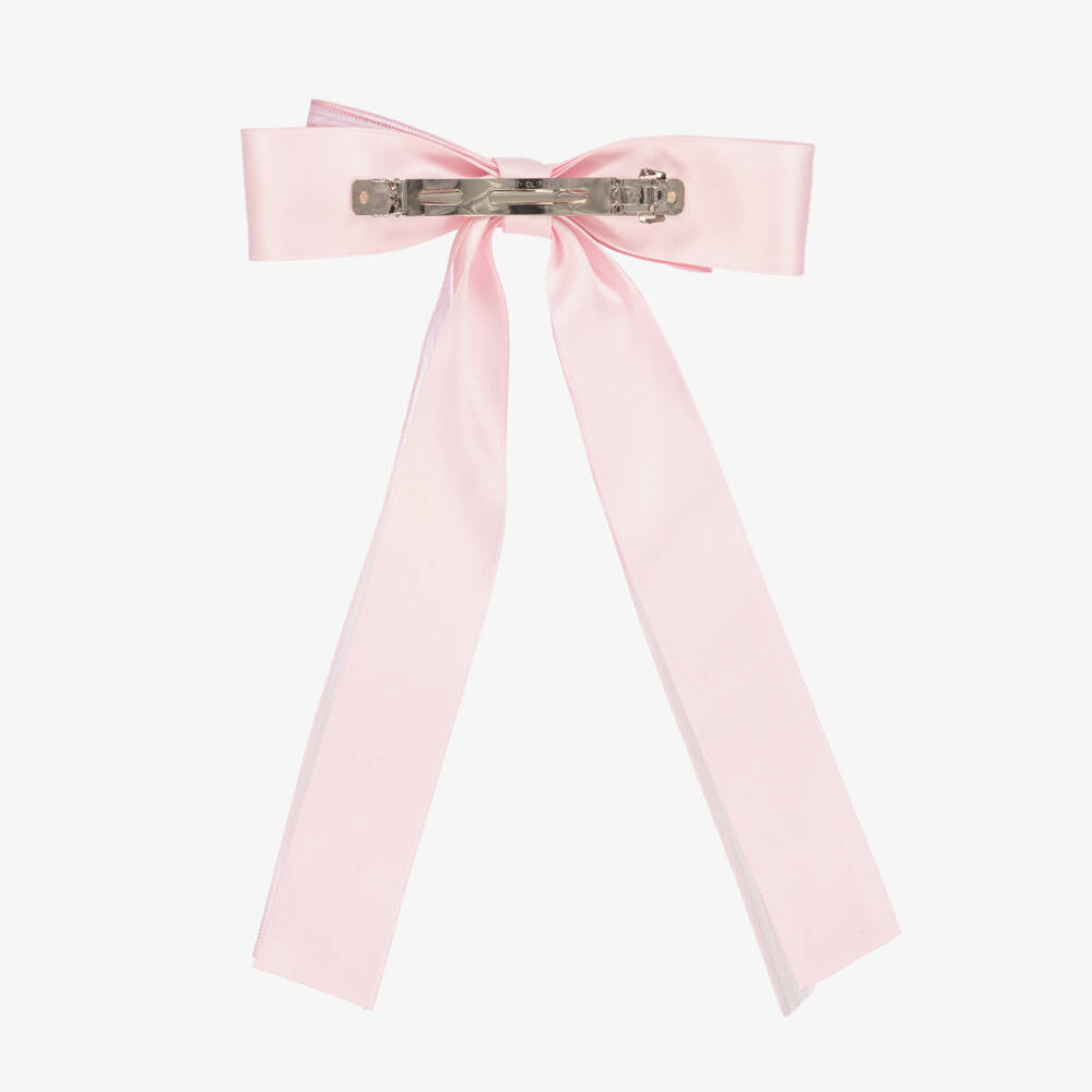 Junona-Girls Pink Organza Ribbon Bow Hair Clip (18cm) | Childrensalon Outlet