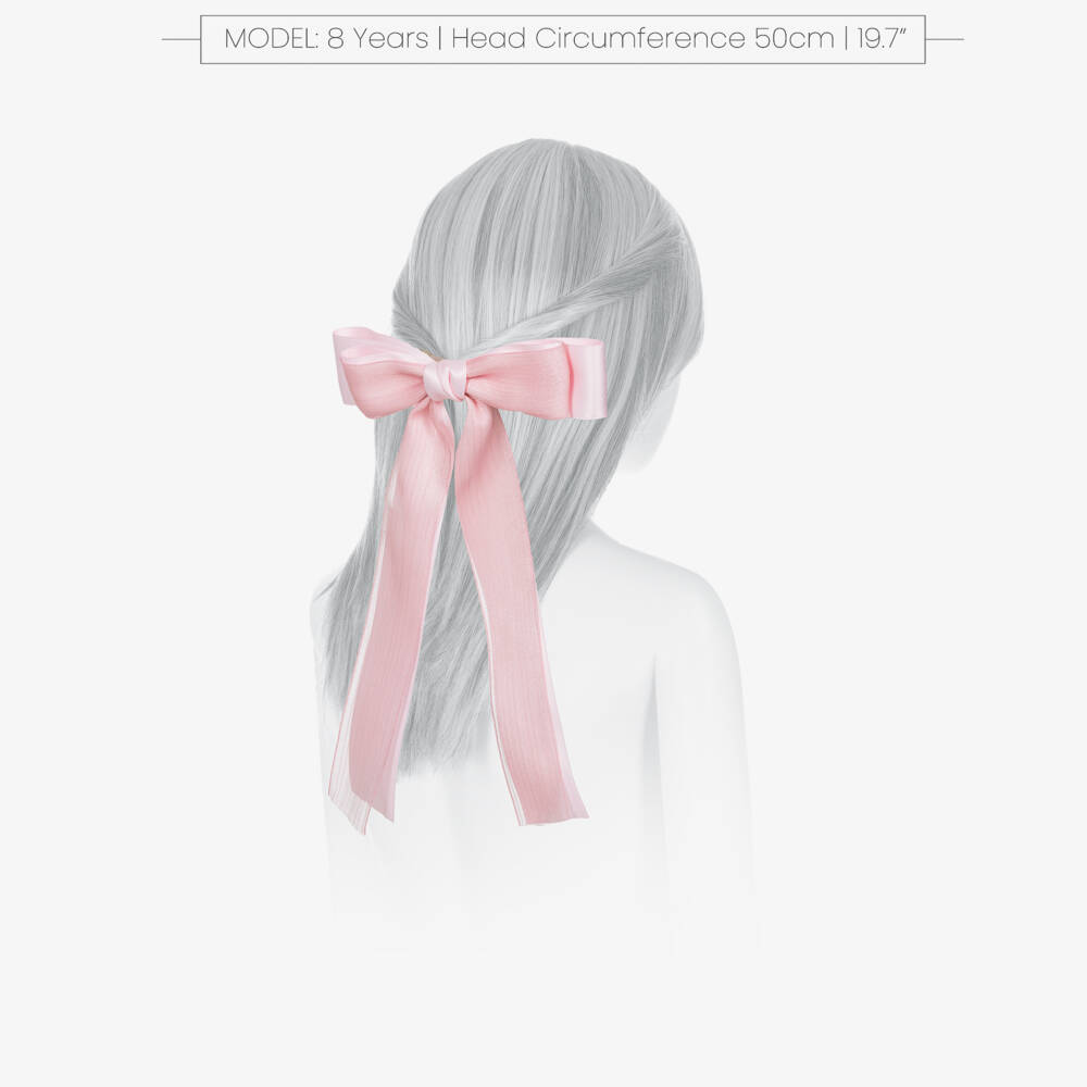 Junona-Girls Pink Organza Ribbon Bow Hair Clip (18cm) | Childrensalon Outlet