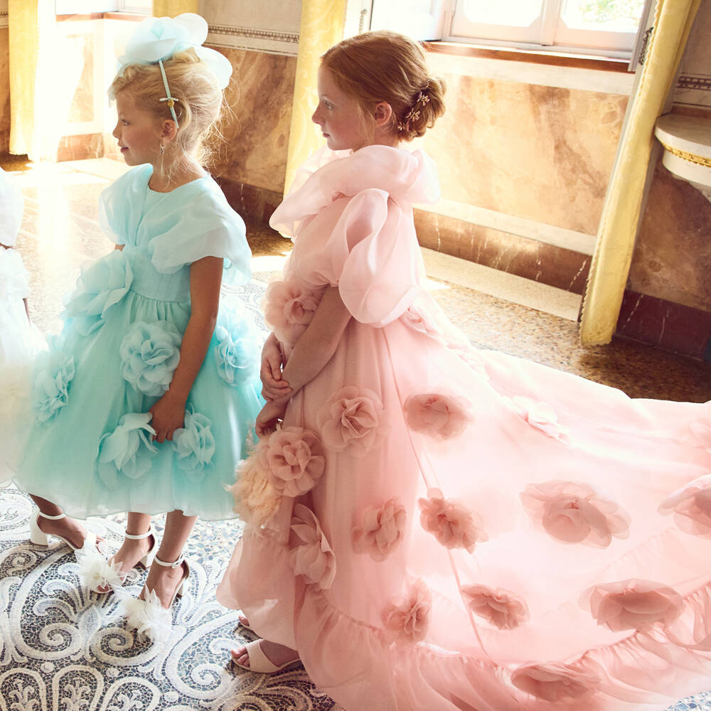 Junona-Girls Pink Organza Special Occasion Dress | Childrensalon Outlet