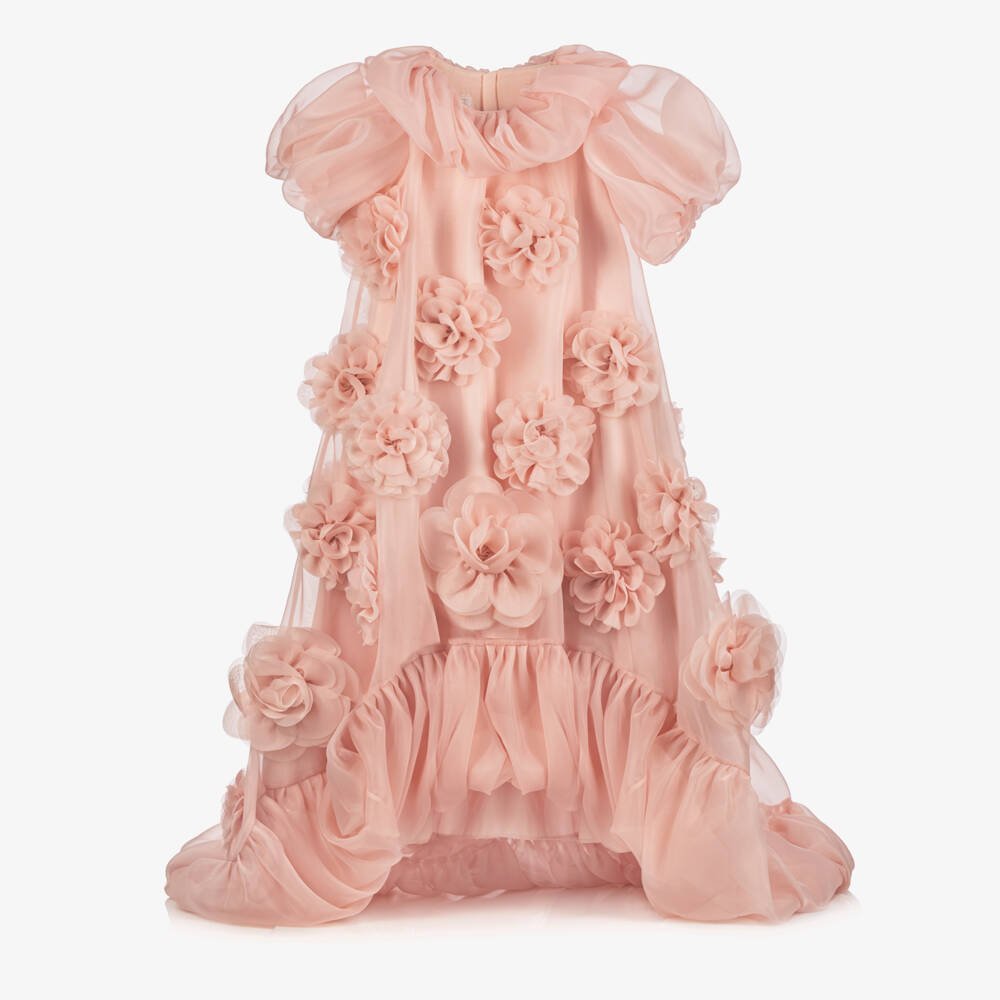 Junona-Girls Pink Organza Special Occasion Dress | Childrensalon Outlet