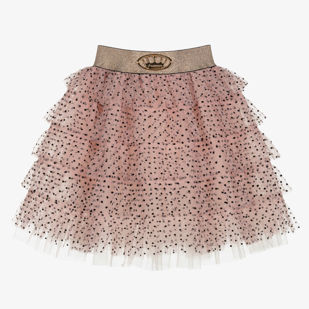 Junona - Girls Pink Polka Dot Tulle Skirt | Childrensalon