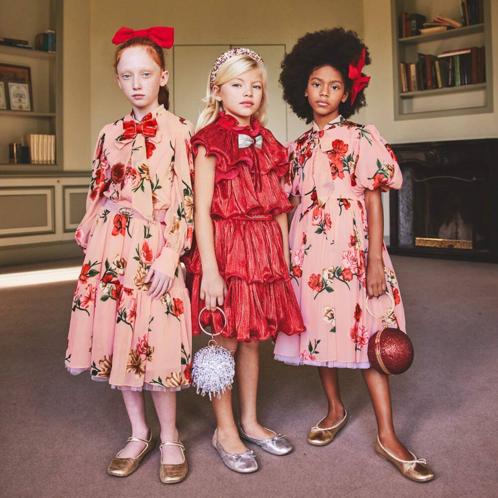 Junona-فستان شيفون وردي للبنات | Childrensalon Outlet