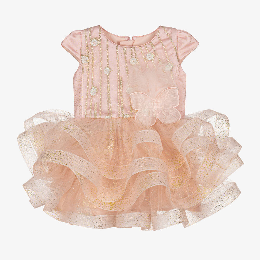Junona-Girls Pink Ruffle Butterfly Dress | Childrensalon Outlet