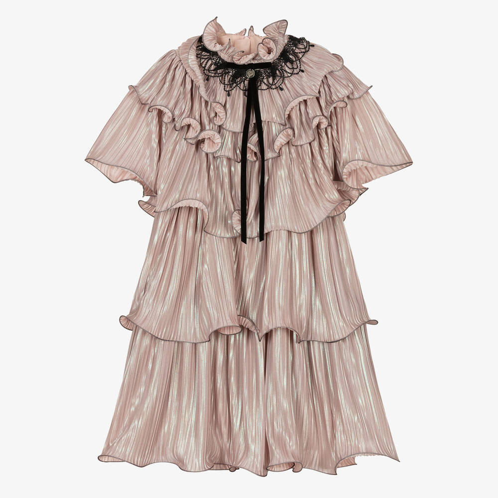 Junona - Розовое платье с плиссированными оборками | Childrensalon