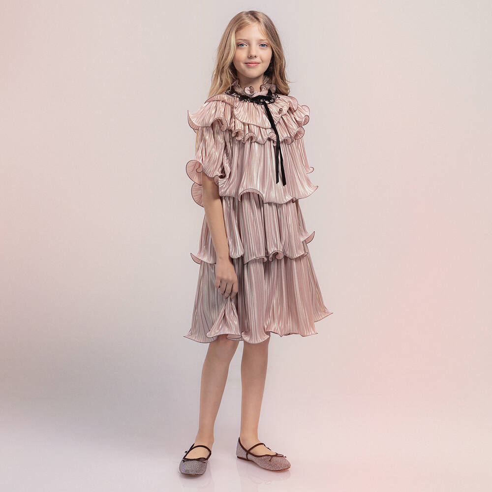 Junona-Розовое платье с плиссированными оборками | Childrensalon Outlet