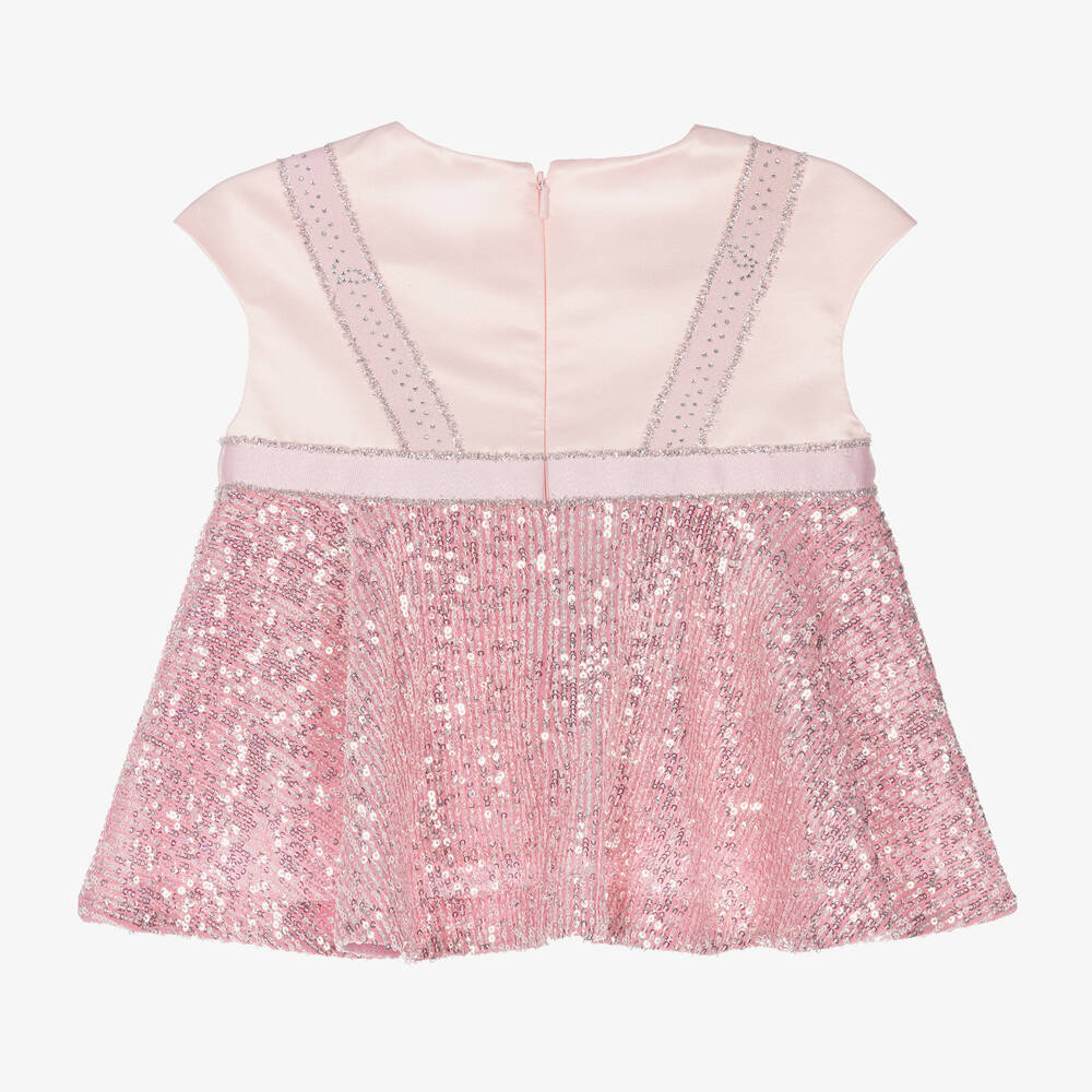 Junona Girls Pink Satin Sequin Blouse Childrensalon Outlet