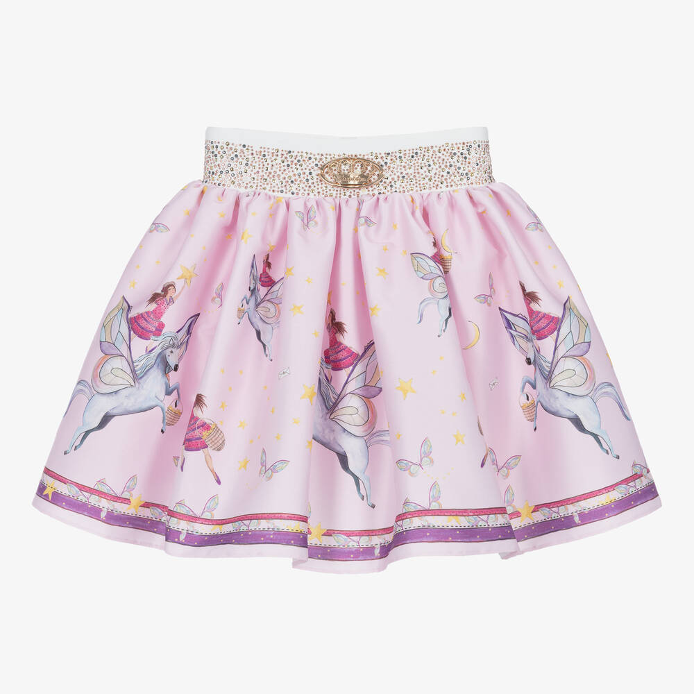 Junona - Girls Pink Satin Unicorn Skirt | Childrensalon