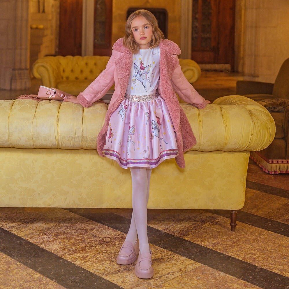 Junona-Girls Pink Satin Unicorn Skirt | Childrensalon Outlet