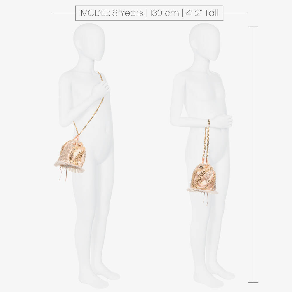 Junona-Girls Pink Sequin & Bead Embellished Bag (15cm) | Childrensalon Outlet