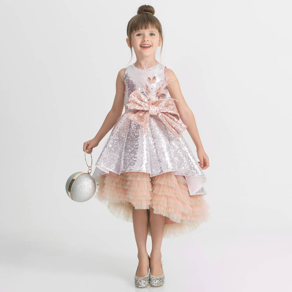 Junona-فستان وردي للبنات مزين بالفراشات اللامعة | Childrensalon Outlet
