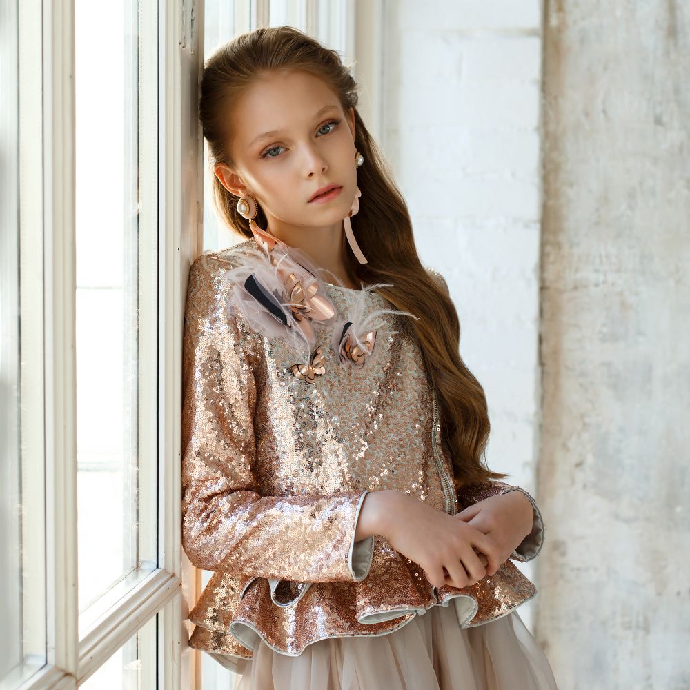 Junona Girls Pink Sequin Jacket