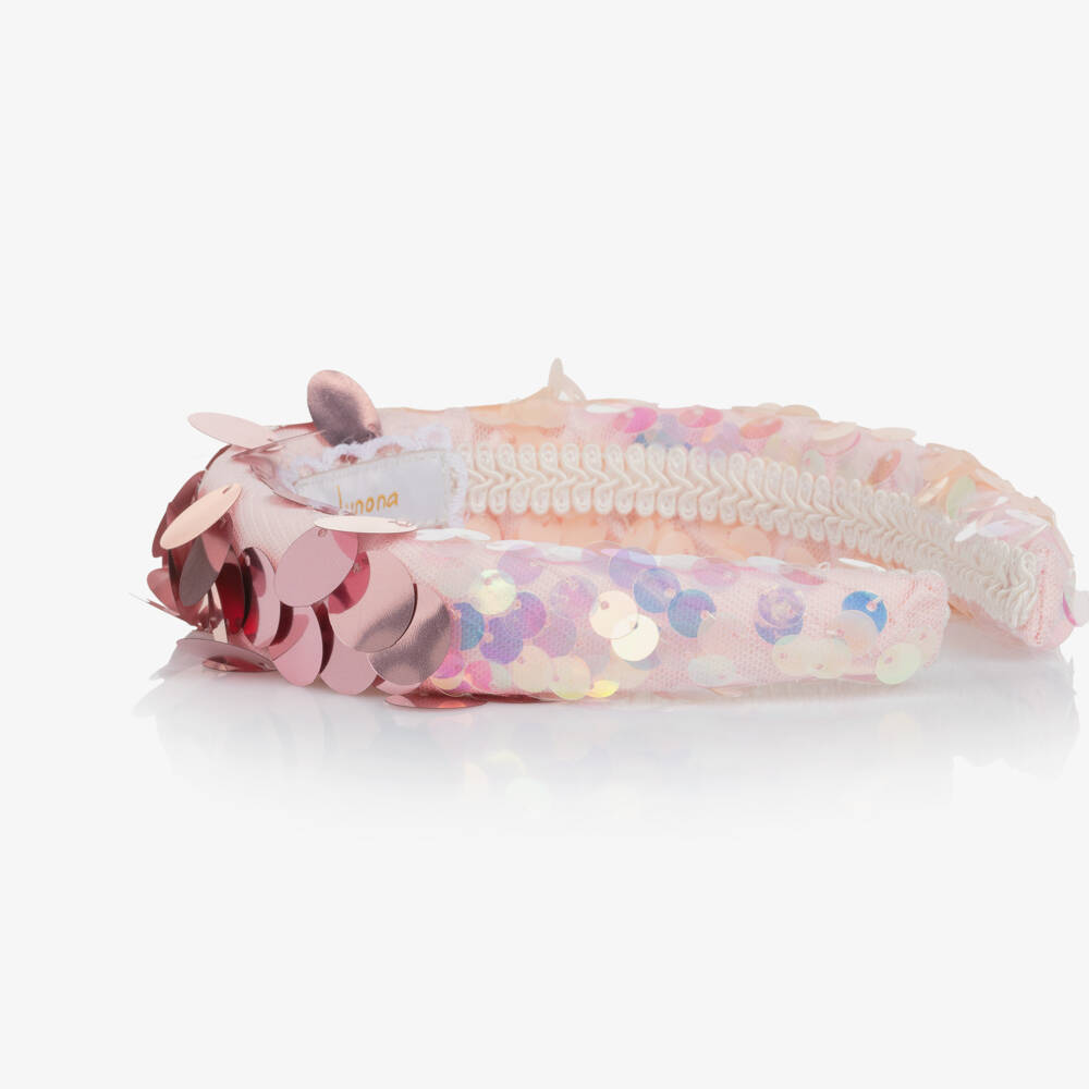 Junona-Girls Pink Sequin Padded Hairband | Childrensalon Outlet