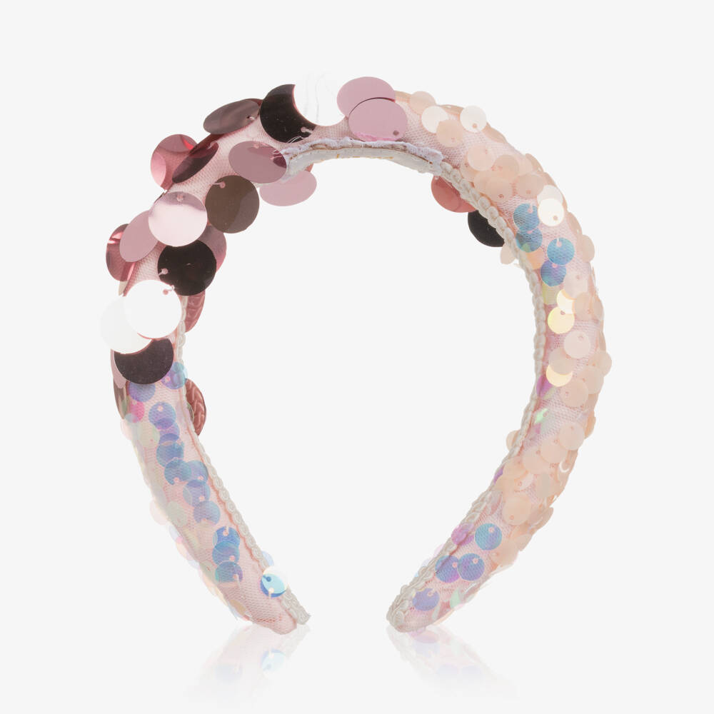Junona-Girls Pink Sequin Padded Hairband | Childrensalon Outlet