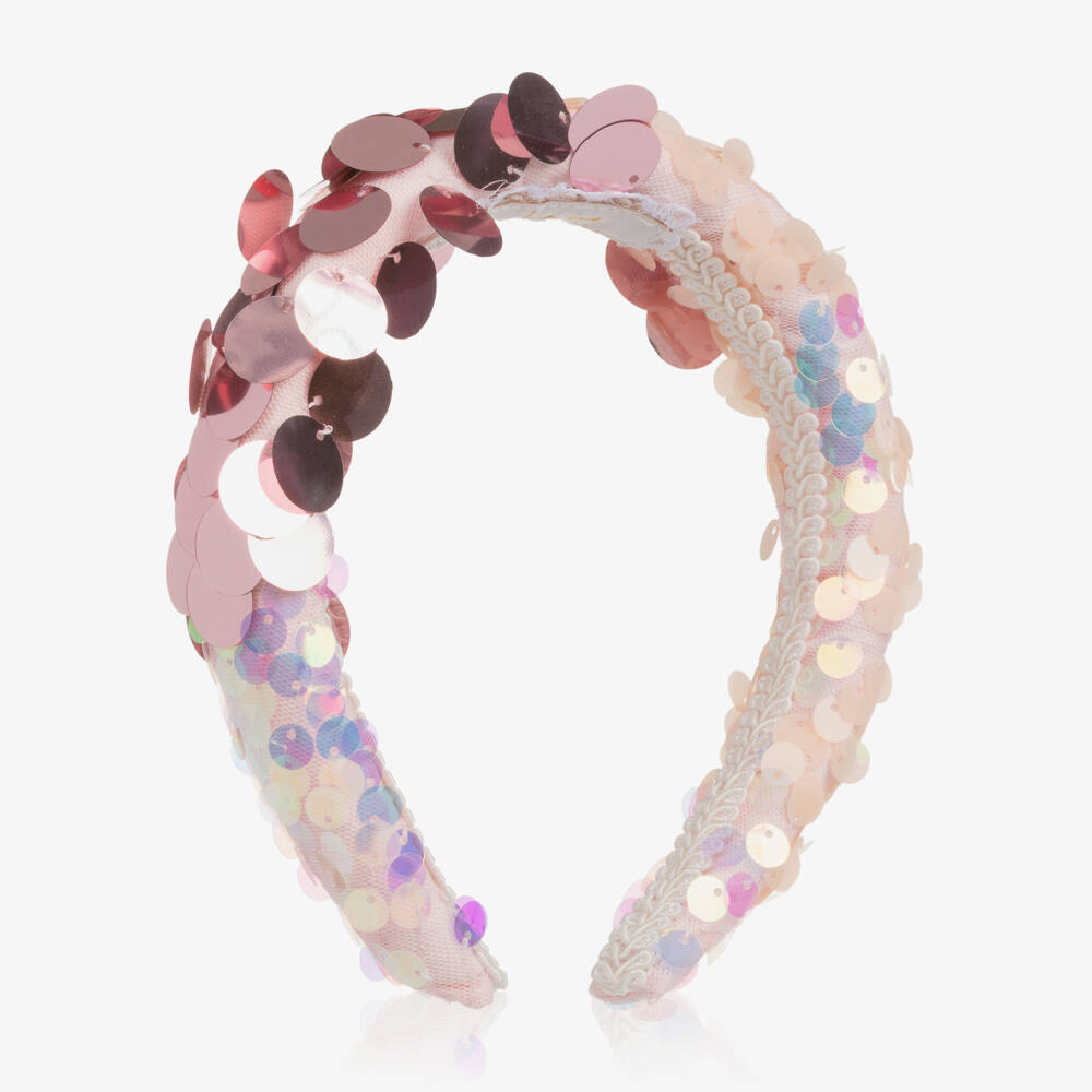 Junona-Girls Pink Sequin Padded Hairband | Childrensalon Outlet