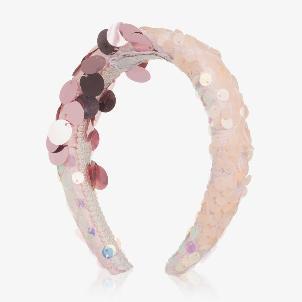Junona-Girls Pink Sequin Padded Hairband | Childrensalon Outlet
