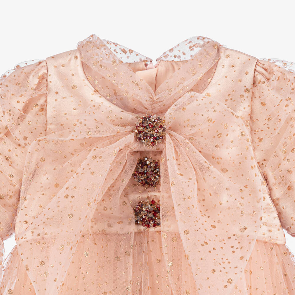 Junona-Girls Pink Sequin Tulle Gown | Childrensalon Outlet
